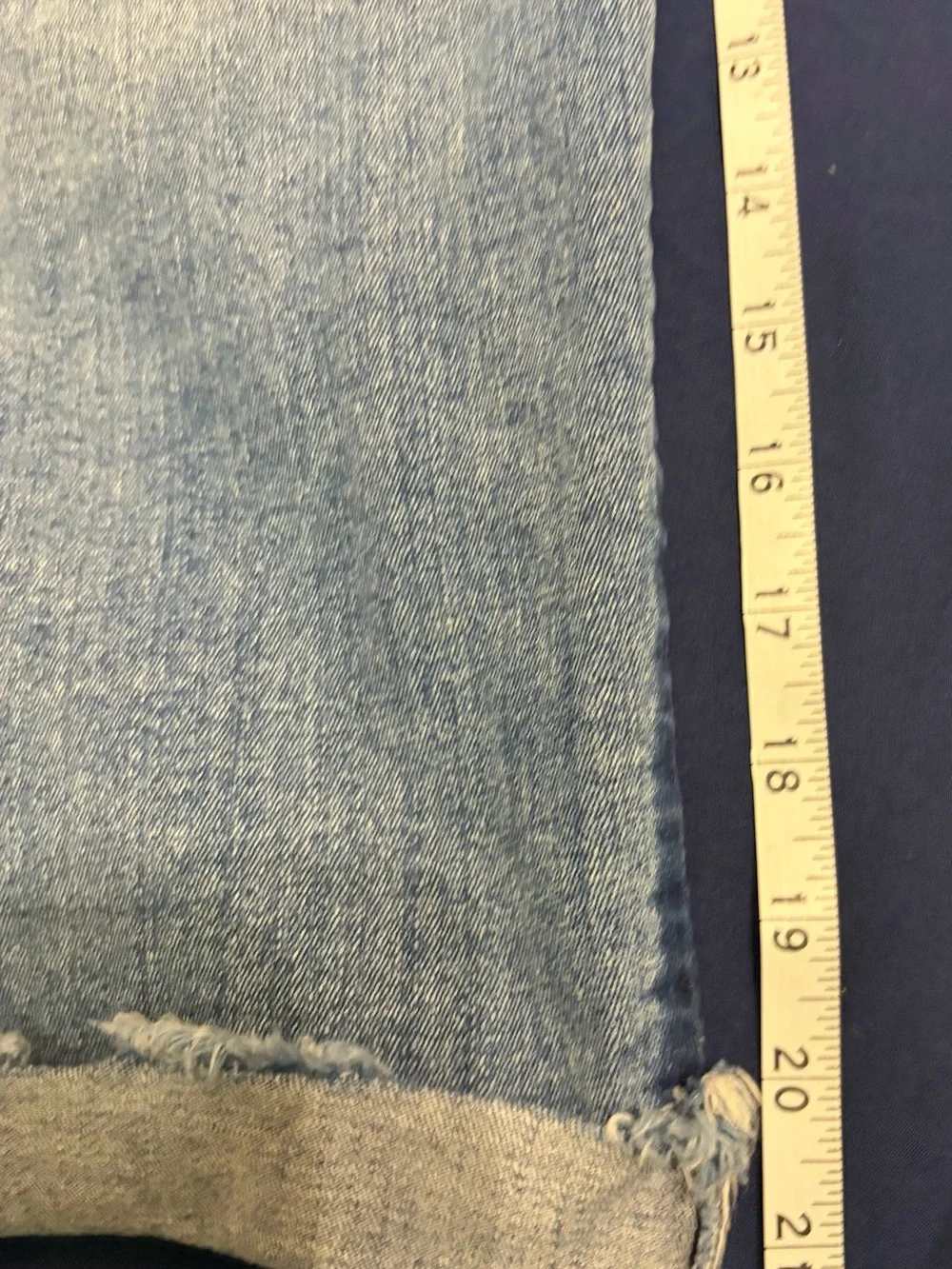 Womens Faded Blue Denim Bermuda Shorts with Indigo Trim Size 12